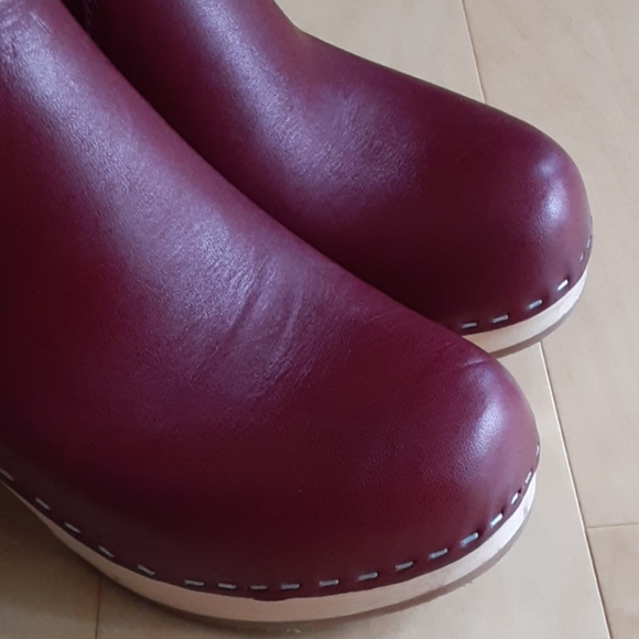 SWEDISH HASBEENS EMY LEATHER WOODEN CLOGS BOOTS - Picture 5 of 8